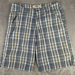 Wrangler‎ Jeans Co Loose Fit Mens 32 Blue Tan Plaid Shorts Casual Outdoor 11"